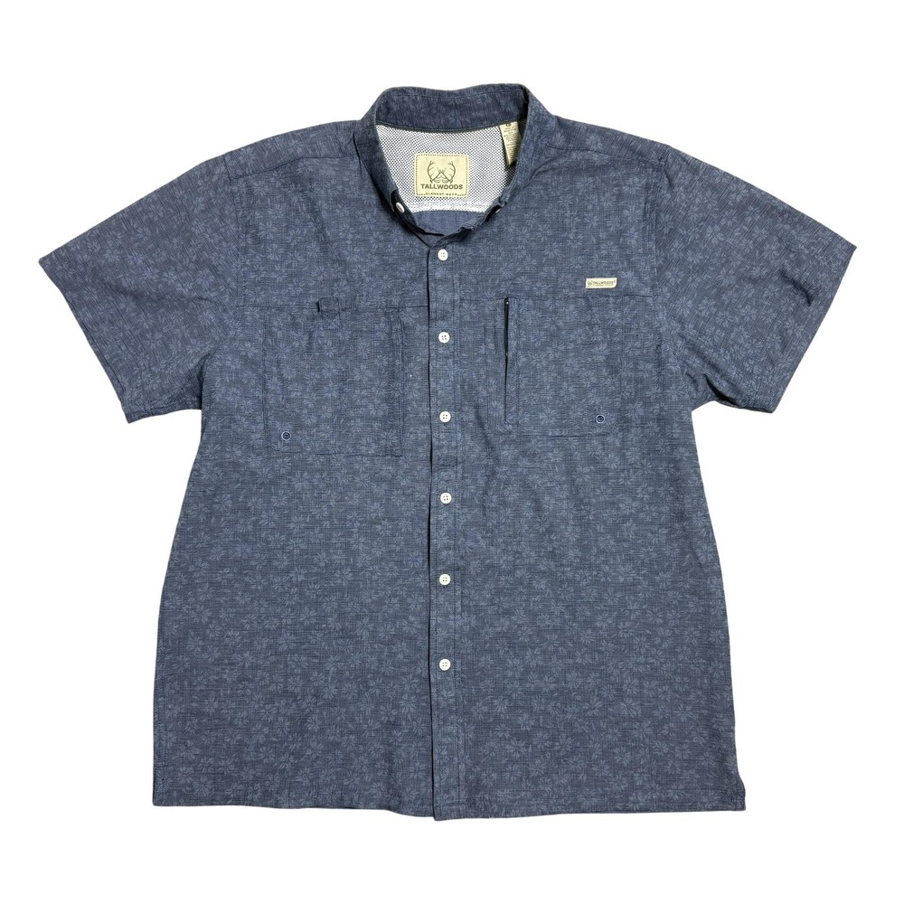Tallwoods Element Wear Shirt Mens Large‎ Blue Vented Mesh Lined Fishing Stretch